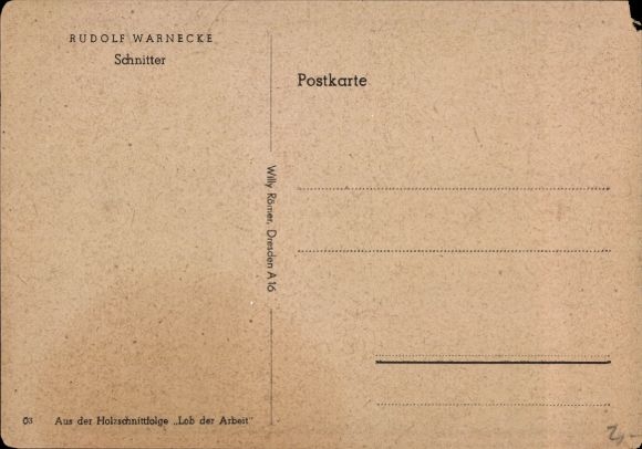 Artist Postcard Warnecke, Rudolf, Reaper, Praise of Work
