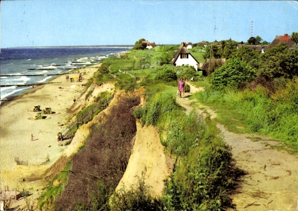 Postcard Ostseebad Ahrenshoop Fischland, cliffs, beach