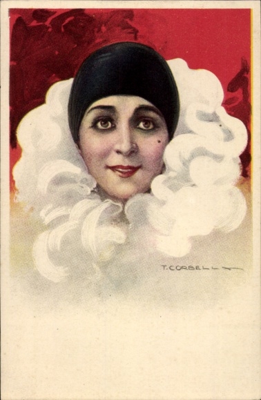Artist Postcard Corbella, T., Harlequin, Pierrot