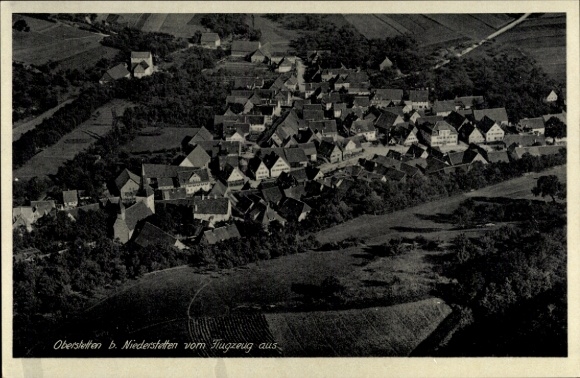 Postcard Oberstetten Niederstetten in Baden Württemberg, aerial photograph