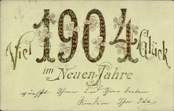 Präge Ak Glückwunsch Neujahr, Jahreszahl 1904, Klee
