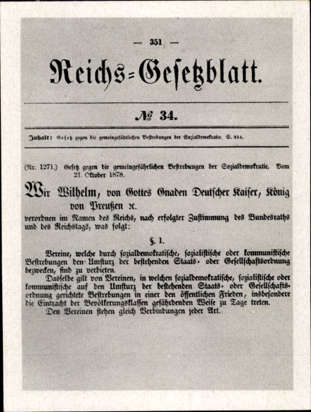 Collective picture history of the German labor movement, 15 Reichsgesetzblatt, Socialist Law