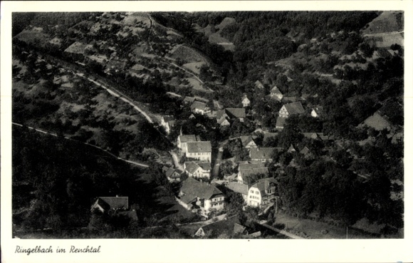 Ak Ringelbach Oberkirch im Renchtal Baden, Luftaufnahme von Ringelbach, Vordere Häuser, Naturland