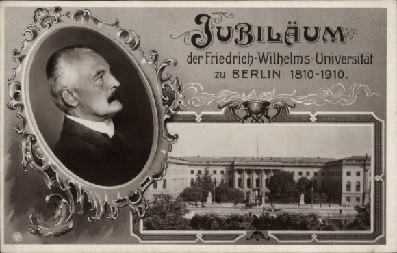 Postcard Berlin, Anniversary of the Friedrich Wilhelm University 1810-1910, Erich Schmidt portrait