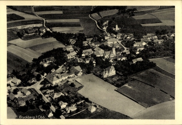 Postcard Bruckberg in Lower Bavaria, aerial photograph
