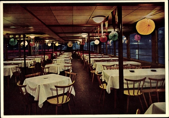 PC saloon ship Undine, Franconian passenger shipping Würzburg, interior view