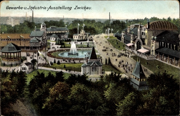 Ak Zwickau in Saksen, handels- en industrietentoonstelling