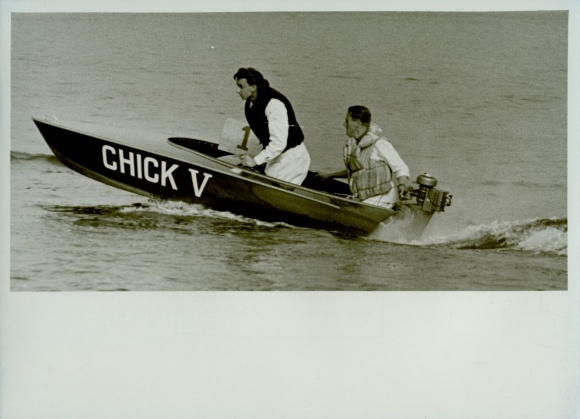 Photo Int. Outboard touring class b. 350cc Grünau 1955, Erich Griner, Chick V