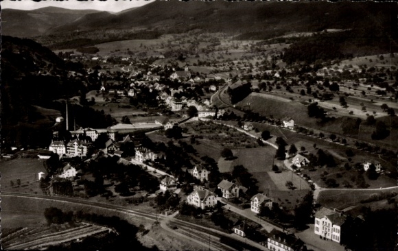 Postcard Brennet weir in Baden, aerial photograph