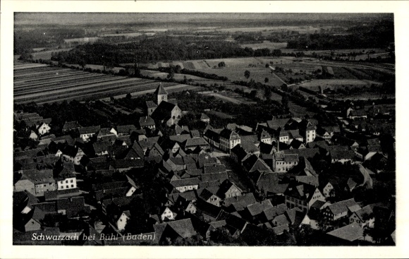 Ak Schwarzach Rheinmünster im Schwarzwald, Fliegeraufnahme
