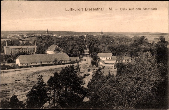 Postcard Biesenthal in der Mark, city park, panorama