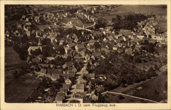 Postcard Rimbach in the Odenwald, general view, aerial photograph