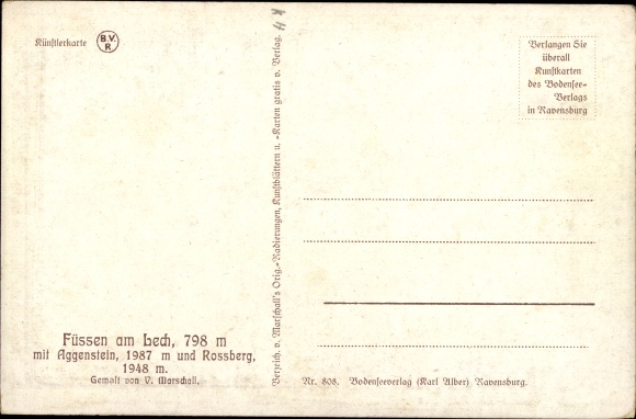 KP artysty Marschall, V., Füssen w szwabskim powiecie Ostallgäu, miejscowość z Aggenstein, Rossberg
