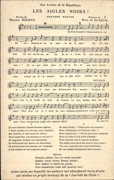 Song CPA Les Aigles Noirs, Chanson Marche, Paroles de Maurice Boukay