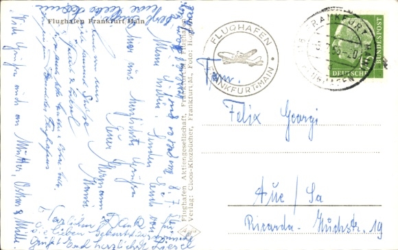 Postcard Frankfurt am Main, Airport, Airplane Pan American World Airways