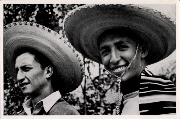 Collector's picture 1936 Olympics, Mexican basketball players as spectators
