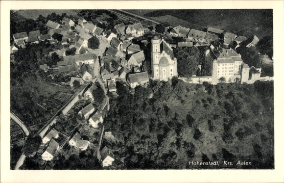 Postcard Hohenstadt Abtsgmünd Ostalbkreis, aerial photograph