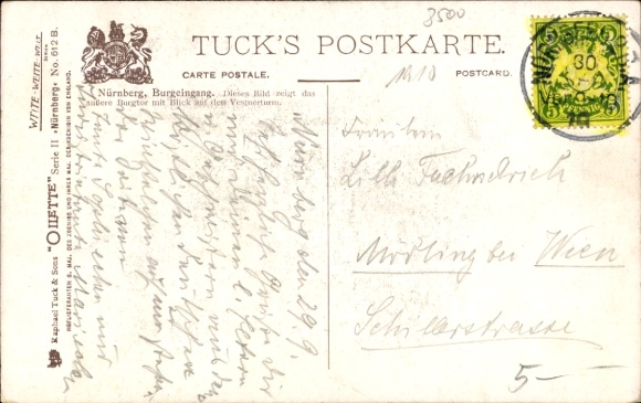 Artist Postcard Flower, Charles, Nuremberg in Middle Franconia Bavaria, castle entrance, Vestnertor