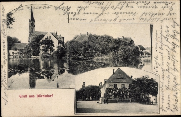 Postcard Bärnsdorf Radeburg Saxony, view of the town, inn