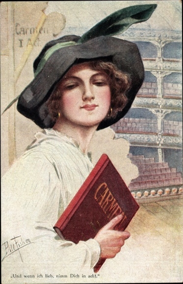 Artist Postcard Fisher, Bill, Carmen 1 act, woman in the opera