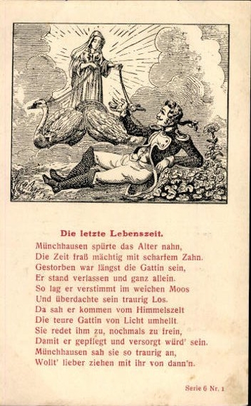 17 old artist poem PC Baron von Münchhausen, various motifs