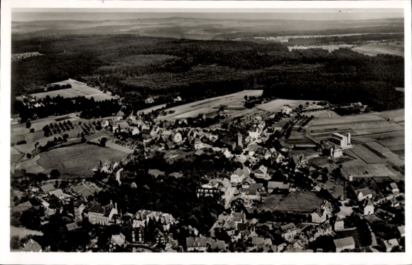 Postcard Schömberg in the Black Forest Württemberg, aerial photograph of town and landscape view, Black