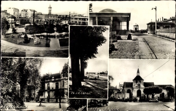 KP Aulnay sous Bois Seine Saint Denis, stacja kolejowa, kanał, Park Dumont, kościół św. Sulpice