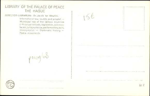 Postcard The Hague South Holland Netherlands, Library of the Palace of Peace, interior view
