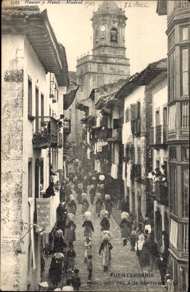 Postcard Hondarribia Fuenterrabia Basque Country, Procession del 8 Septiembre