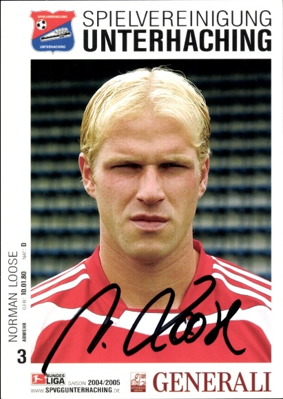 Autograph card footballer Norman Loose, SpVgg Unterhaching, autograph