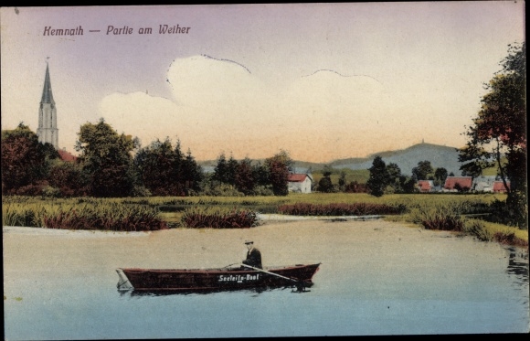 Postcard Kemnath in the Upper Palatinate, pond, rowing boat