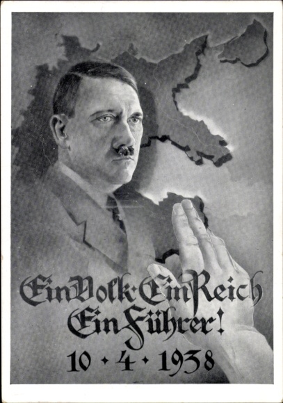 Artist Postcard One People, One Reich, One Leader, 10.04.1938, Vote for Greater Germany, Adolf Hitler