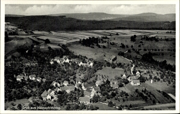 Postcard Nassach Aidhausen in Lower Franconia, aerial photograph