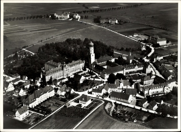 Postcard Ursberg in Swabia, aerial photograph