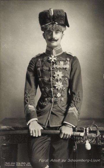 Postcard Prince Adolf of Schaumburg Lippe in hussar uniform, portrait