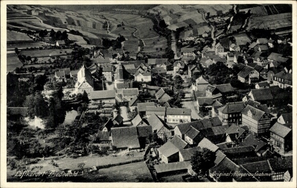Postcard Friedewald in Hesse, aerial photo