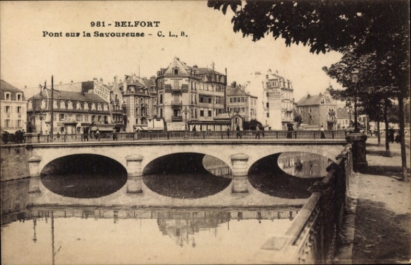 Postcard Belfort Beffert Beffort Territoire de Belfort, bridge over the Savoureuse, old architecture,