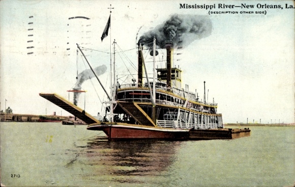 Postcard Boat, Mississippi River-New Orleans