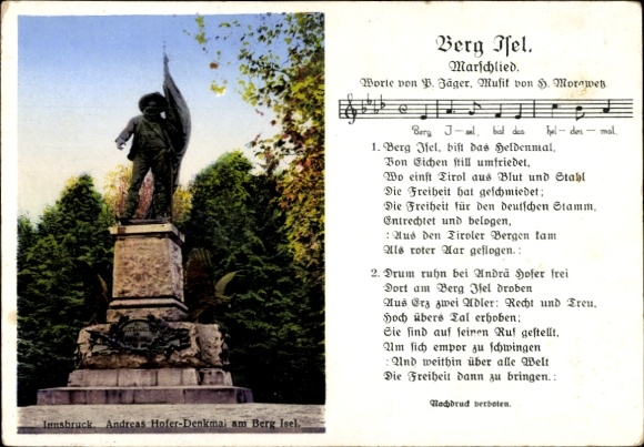 Lied Ak Innsbruck in Tirol, Andreas Hofer-Denkmal am Berg Isel, Marschlied