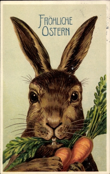 Präge Ak Glückwunsch Ostern, Hase mit Möhren