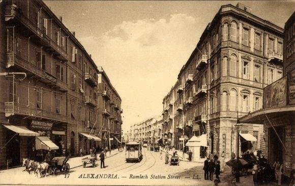 KP Aleksandria Egipt, ulica Ramlech Station, tramwaj, wagony