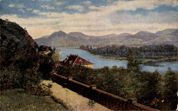 Ak Rolandseck Remagen am Rhein, Blick auf die Landschaft, den Fluss und die Berge, malerische ...