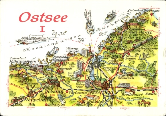 Maps Postcard Ostseebad Graal Müritz, Mecklenburg Bay, Rostock, Warnemünde