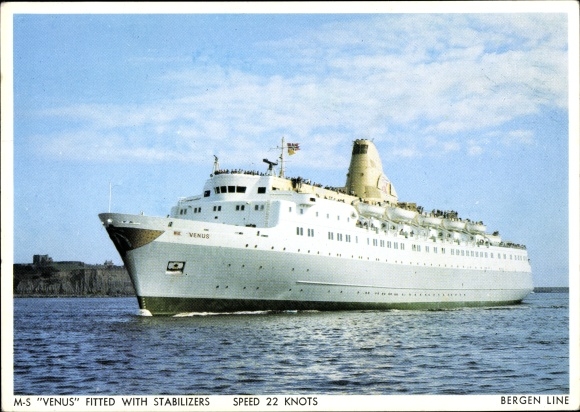 Ak stoomschip MS Jupiter, Bergen Line, stoomboot