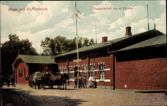 Ansichtkaart groot Vollstedt Schleswig Holstein, herberg W. Ehmsen