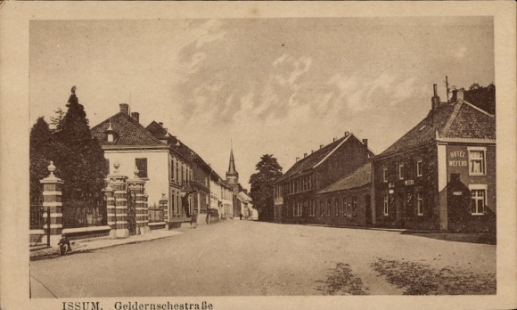 Postcard Issum on the Lower Rhine, Geldernsche Straße, Hotel Wefers