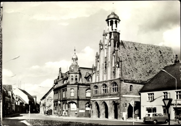 Ak Grimmen, marktplein, gemeentehuis