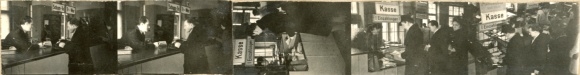 Contact print photos Berlin Neukölln, VAB Fuldastraße, cash desk, 5 photos approx. 4x2cm