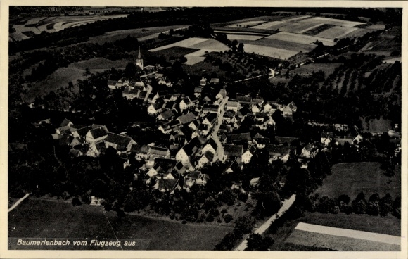 Ak Baumerlenbach Öhringen in de wijk Hohenlohe in Württemberg, luchtfoto