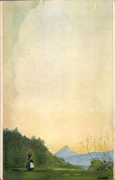 Artist Postcard Kreidolf, E., Moon increases
